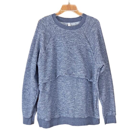 Latched Mama Tops - Latched Mama Nursing Pullover Size XL Heather Blue Poly-Cotton Fleece Pockets